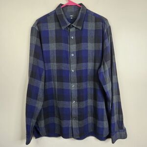 Vince Mens Long Sleeve Checkered Colorblock Cotton Button Down Shirt L